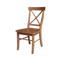 International Concepts Set of Two X-Back Chair, with Solid Wood Seat, Distressed Oak C42-613P